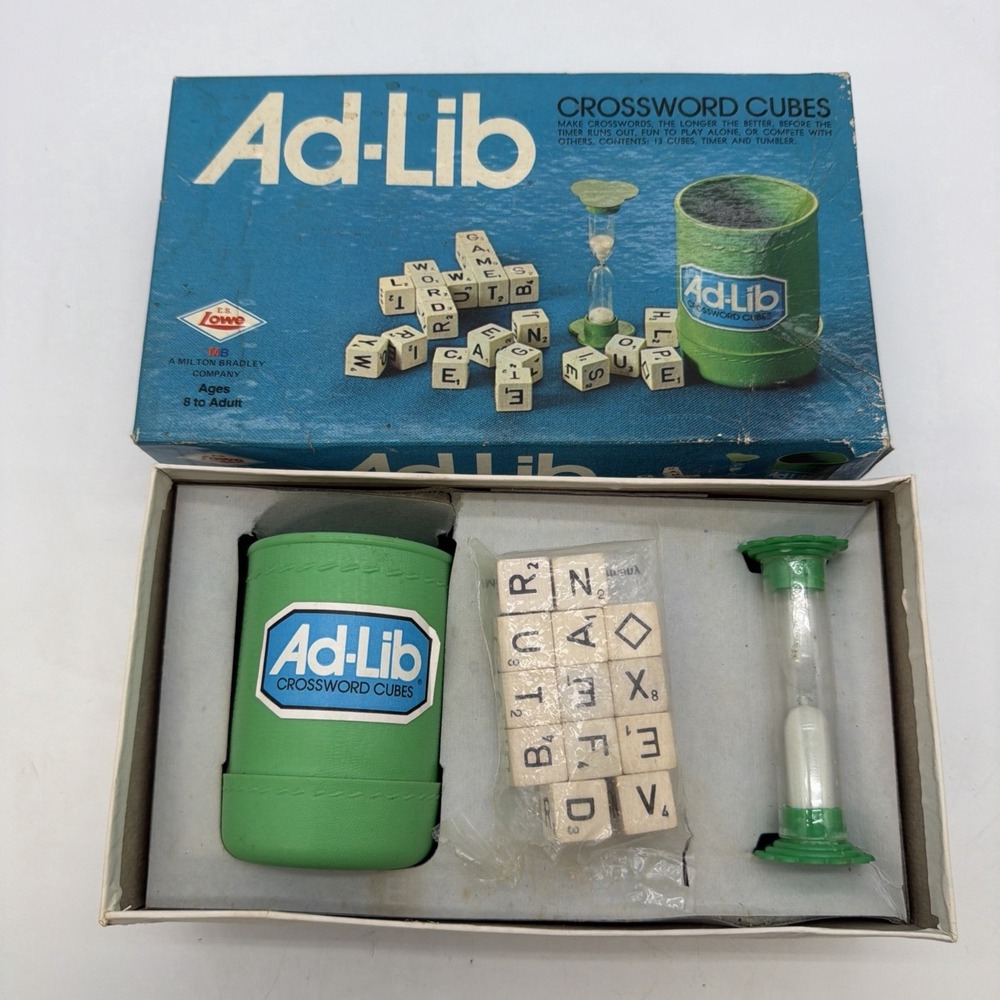 Ad-Lib Crossword Cubes Vintage Word Game COMPLETE E.S. Lowe Milton Bradley 1973